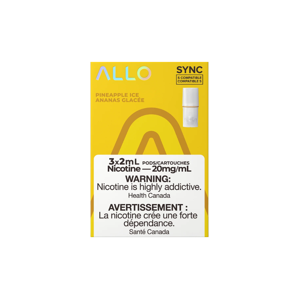 Allo Sync Pod (20 mg, 2 ml, 3 Pack) Pineapple Ice - Shop at Krave Smoke