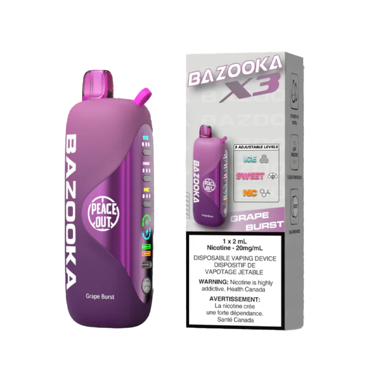 Bazooka X3 60K Disposable Vape - Flavour: Grape Burst
