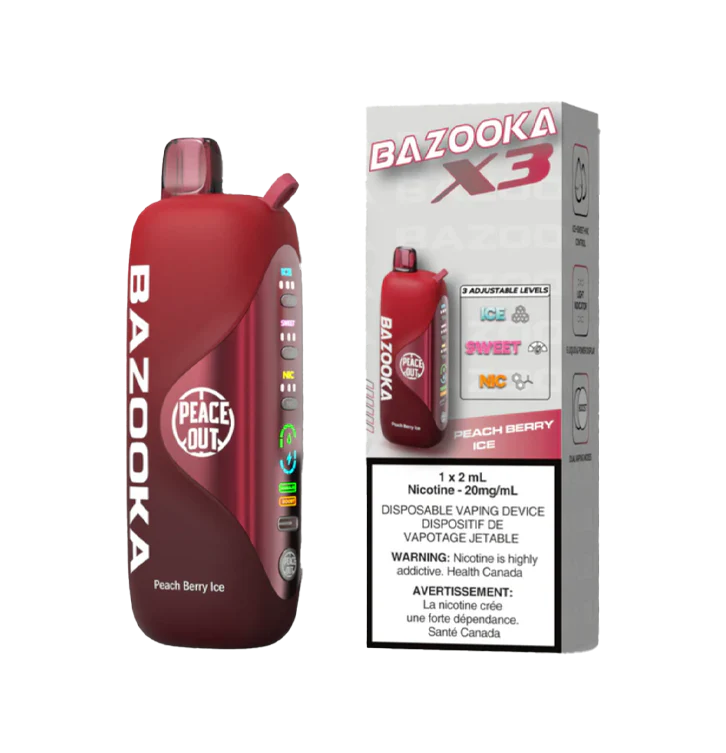 Bazooka X3 60K Disposable Vape - Flavour: Peach Berry Ice