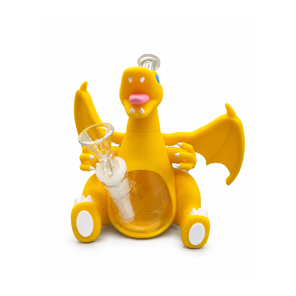 Charizard 6" Silicone & Glass Bong product view 2 - Shop at Krave Smoke