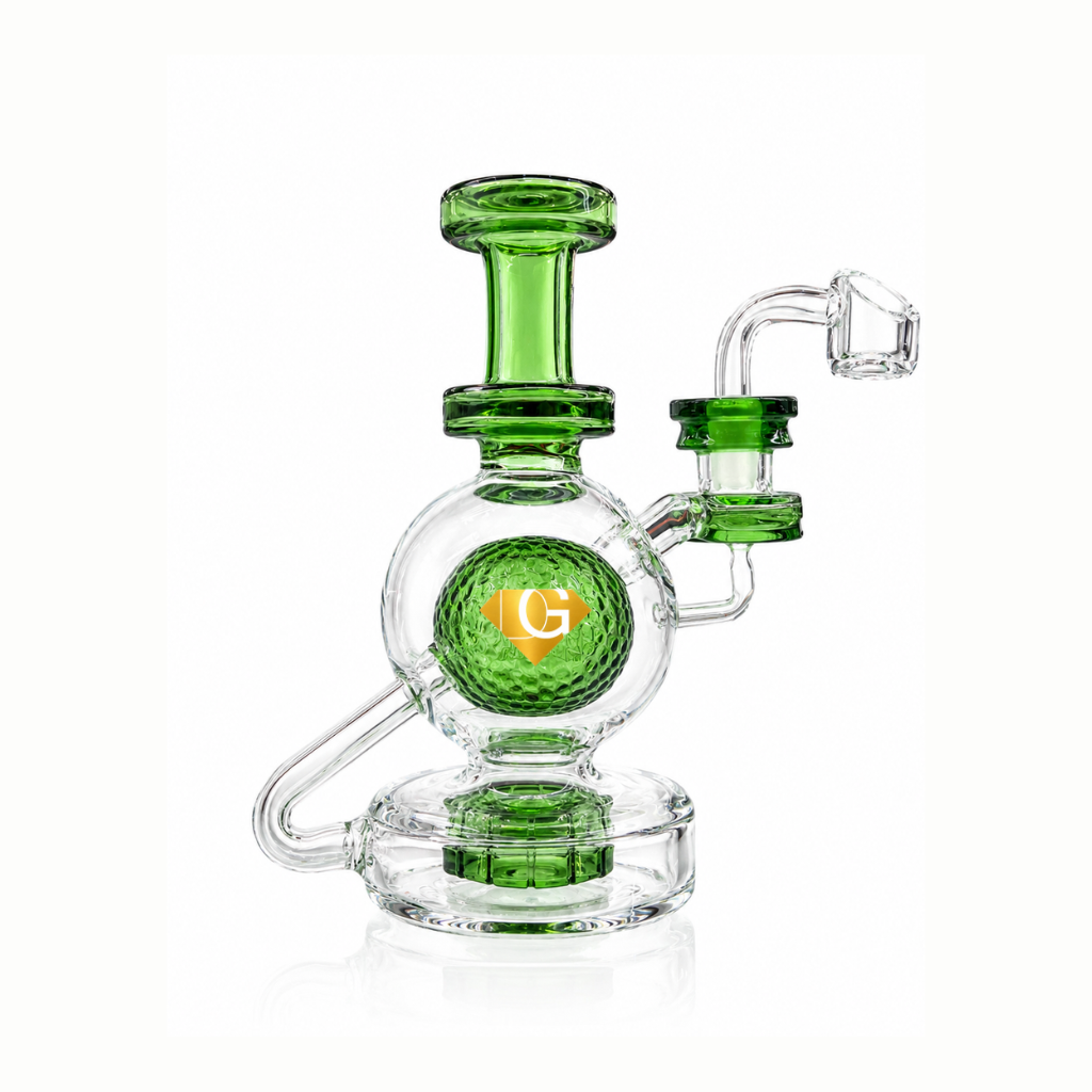Diamond Glass 7" Dual Percolator Golf Ball Recycler Bong