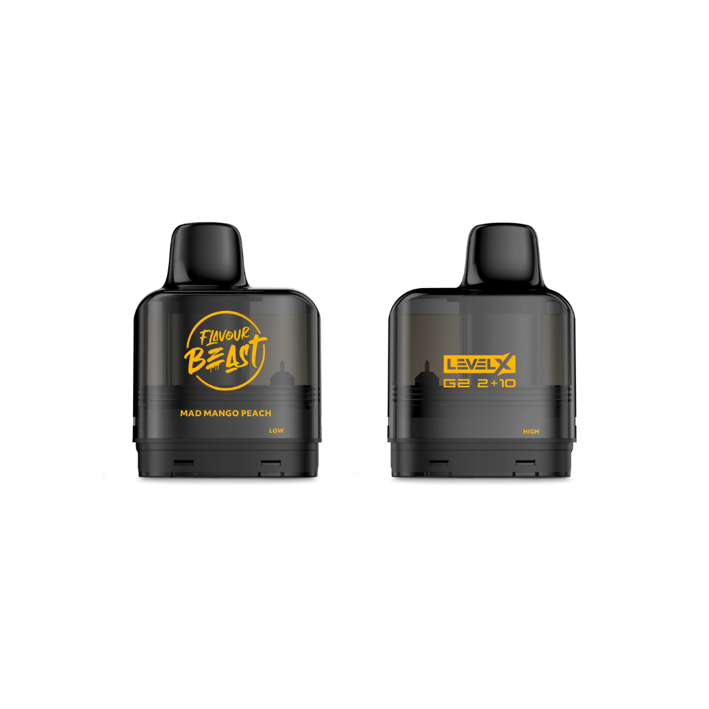 Flavour Beast Level X G2 32K Pod (20 mg, 2 ml + 10 ml) Mad Mango Peach - Shop at Krave Smoke