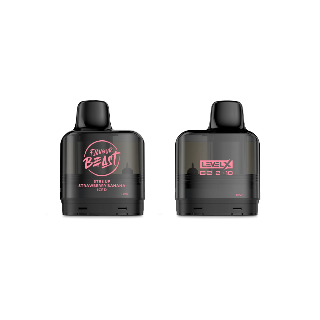Flavour Beast Level X G2 32K Pod (20 mg, 2 ml + 10 ml) Str8up Strawberry Banana (Iced) - Shop at Krave Smoke