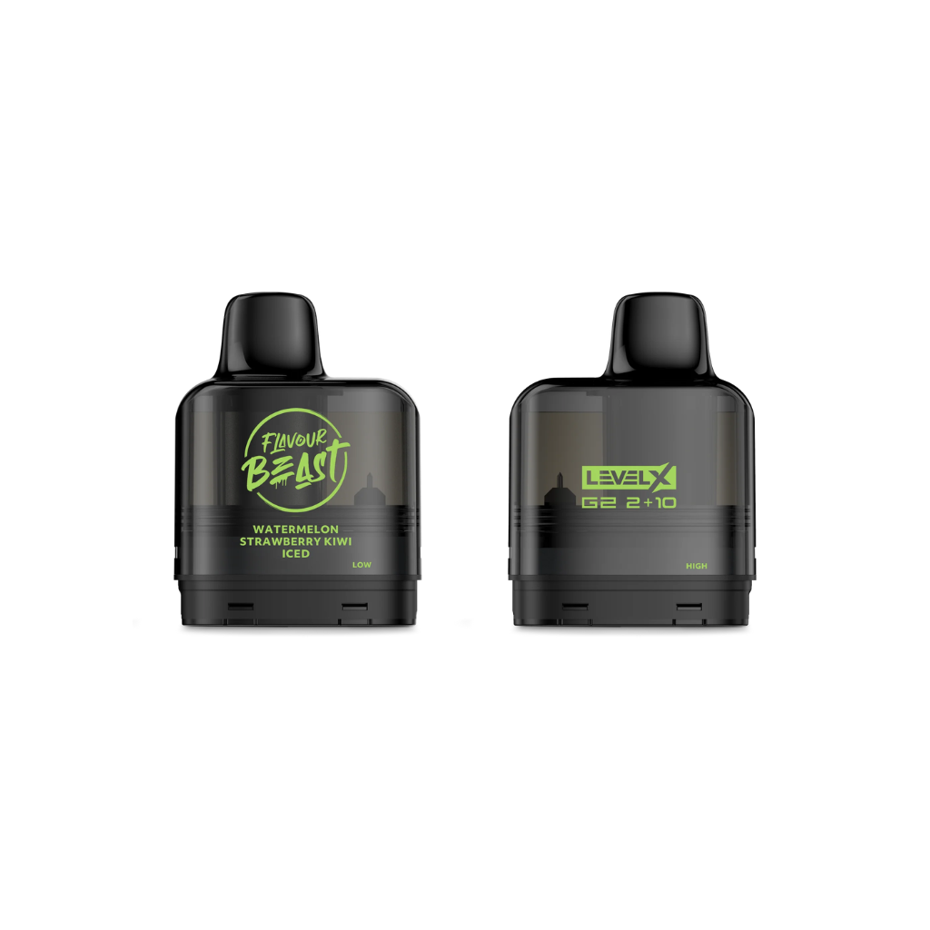 Flavour Beast Level X G2 32K Pod (20 mg, 2 ml + 10 ml) Watermelon Strawberry Kiwi (Iced) - Shop at Krave Smoke