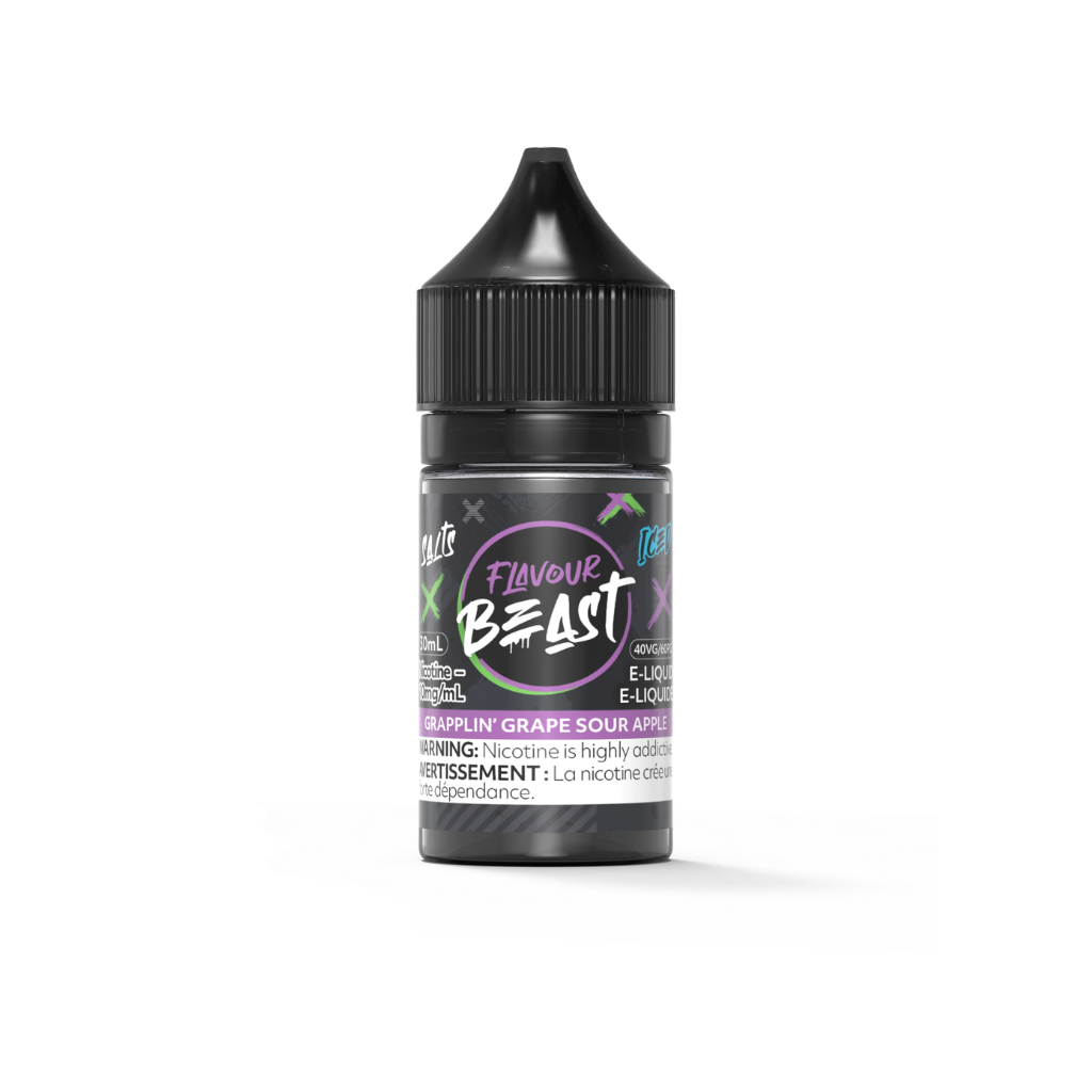 Flavour Beast Nicotine Salt E-Juice (20 mg, 30 ml) - Flavour: Grapplin' Grape Sour Apple (Iced)
