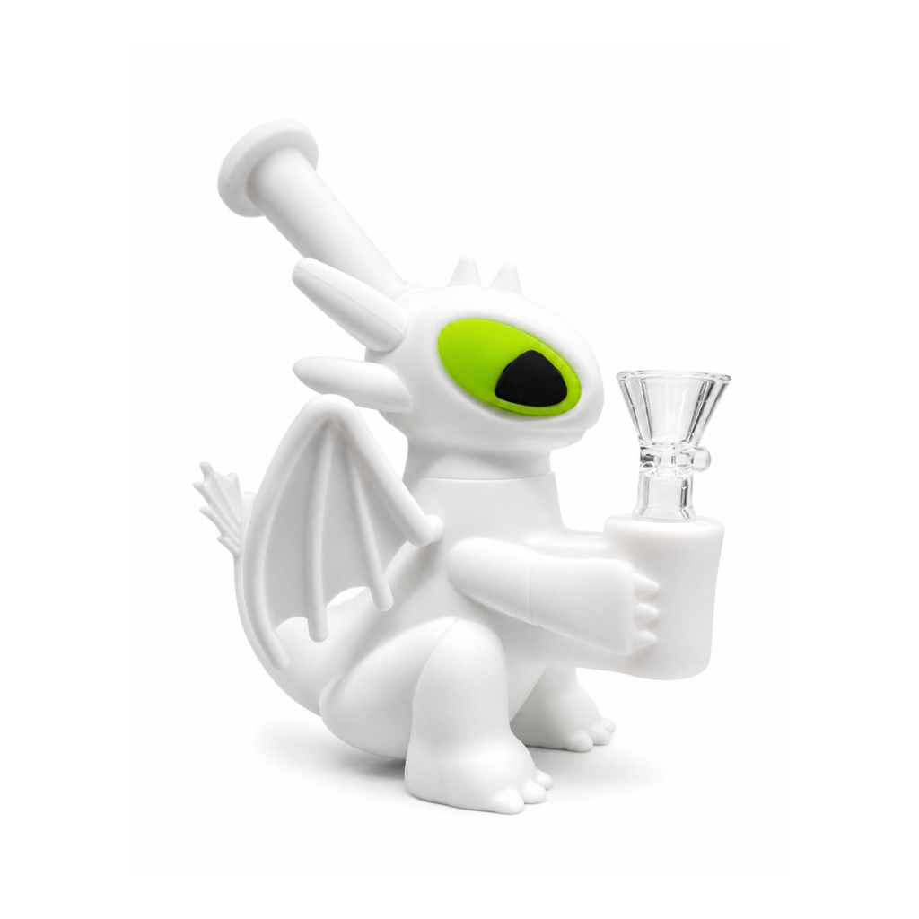 Toothless Dragon 7" Silicone Bong White - Shop at Krave Smoke